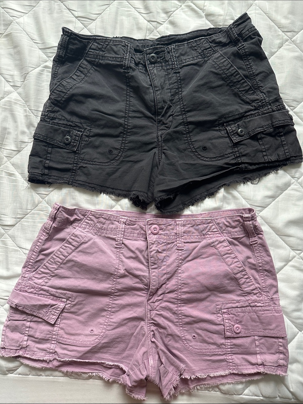 American Eagle Two-Pack Cargo Denim Shorts - Black and Light Pink
